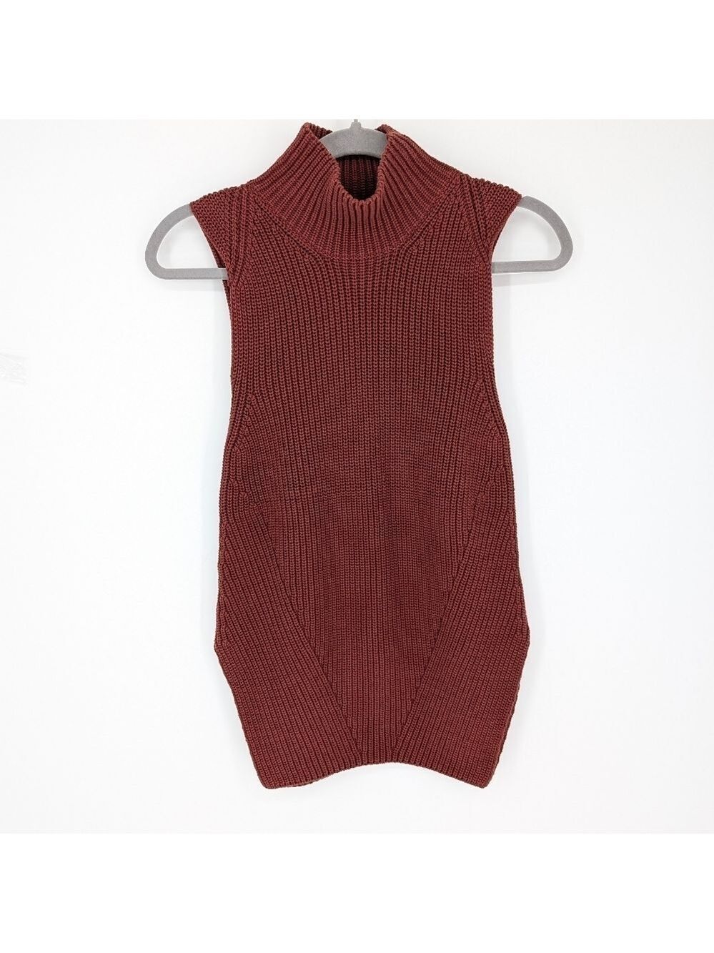 Ann Taylor Womens Sleeveless Sweater Rust Brown Preppy Cotton Blend XS